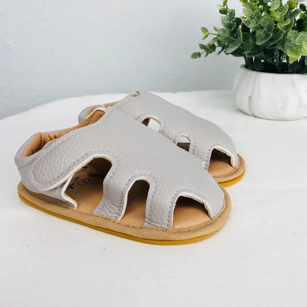 NEW BABY GREY SANDALS VELCRO STRAPS